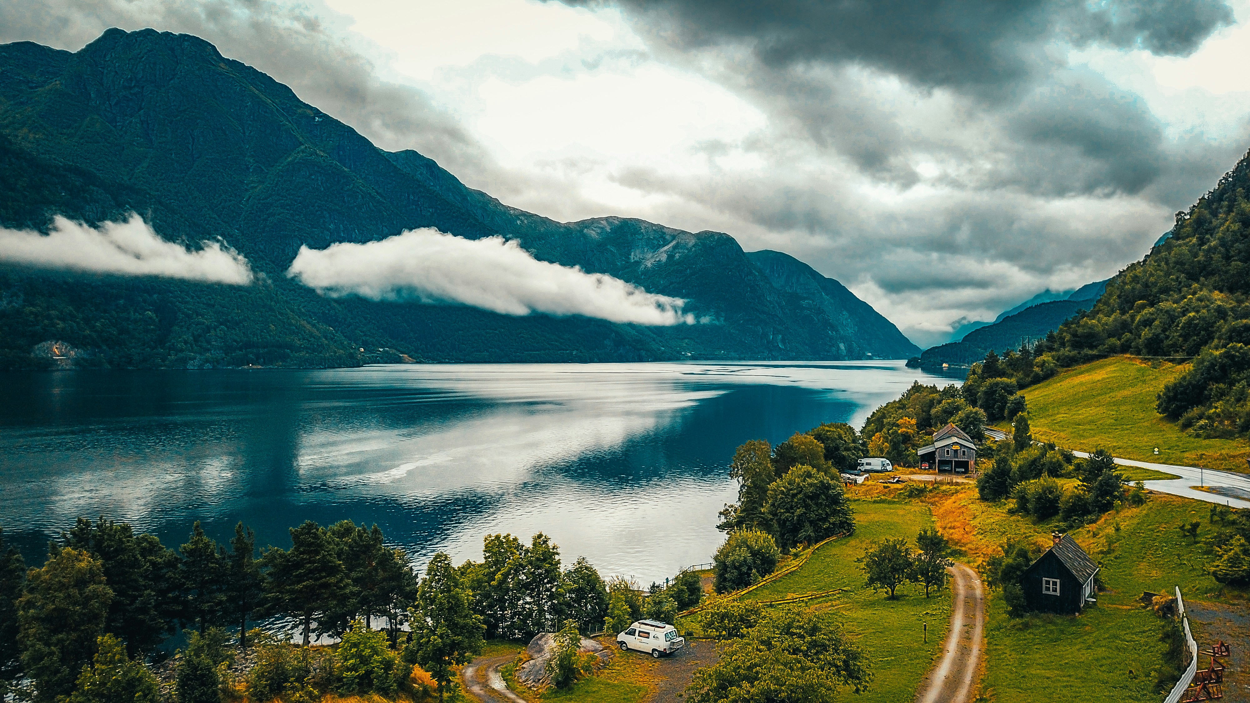 Scenic Scandinavian mountain and water landscape