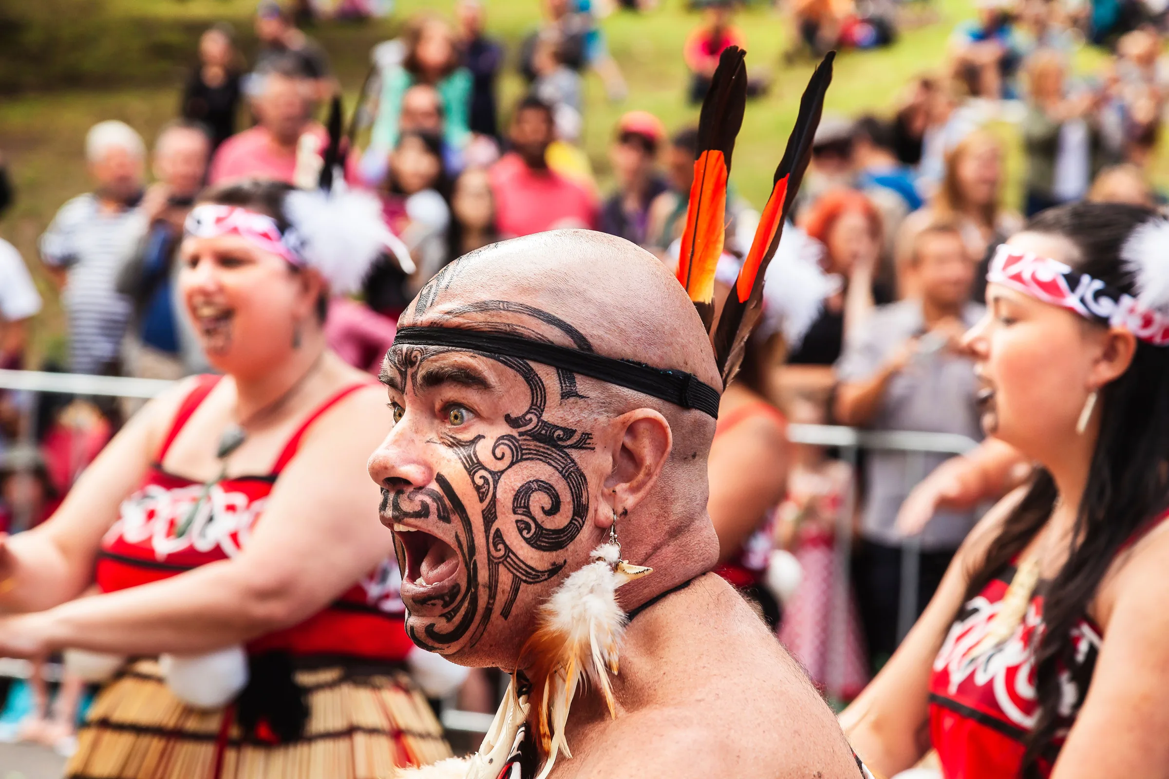 Māori performers at a cultural haka performance